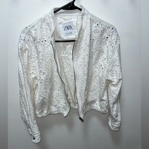 Zara Cream Eyelet Jacket